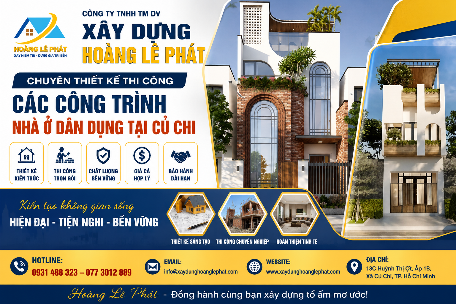thiết kế thi công các công trình nhà ở dân dụng tại Củ Chi
